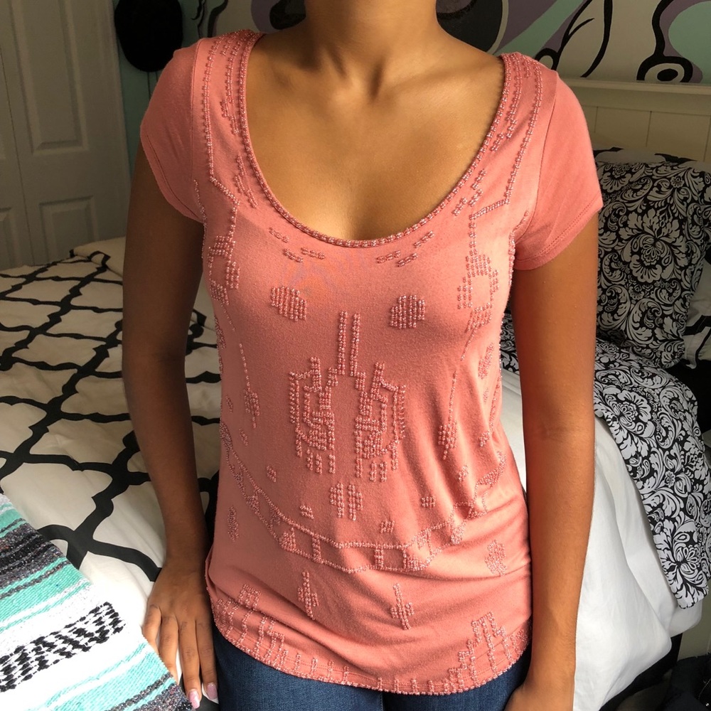 FOREVER 21 - pink beaded blouse